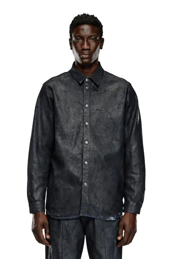 d-simply-fse Denim shirt with craquelé coating d-simply-fse Denim shirt with craquelé coating