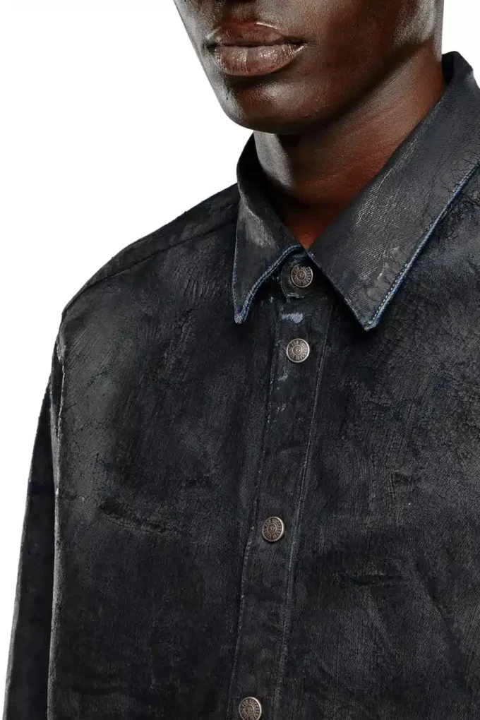 d-simply-fse Denim shirt with craquelé coating d-simply-fse Denim shirt with craquelé coating