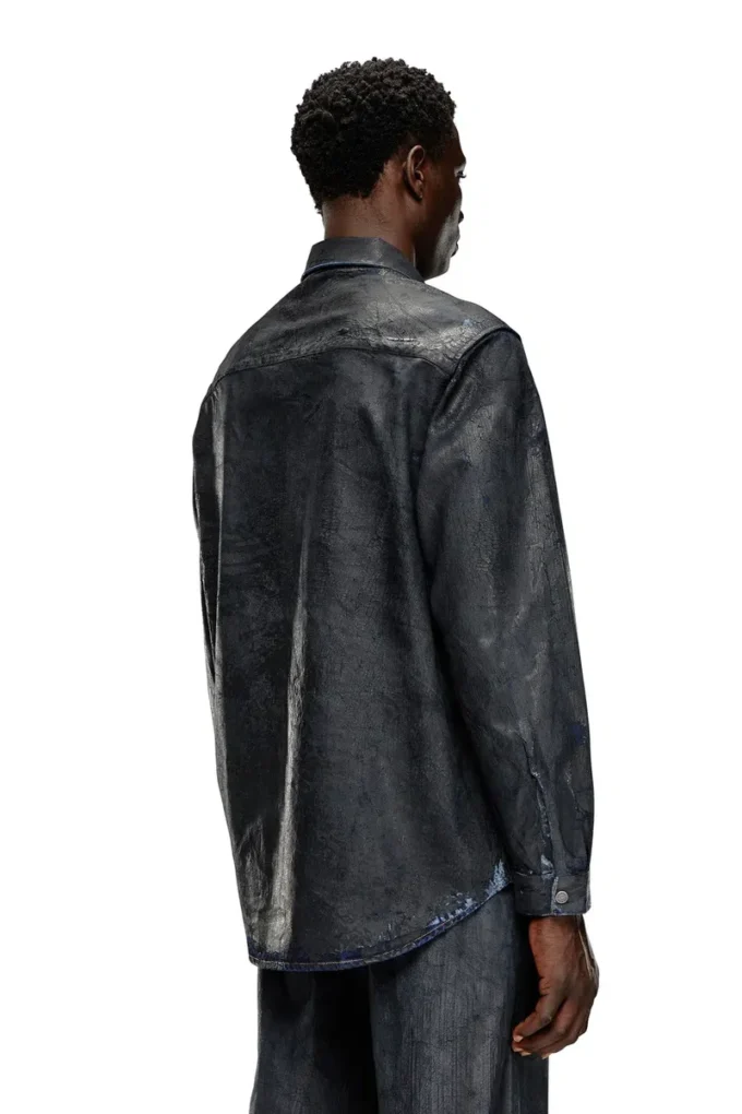 d-simply-fse Denim shirt with craquelé coating d-simply-fse Denim shirt with craquelé coating