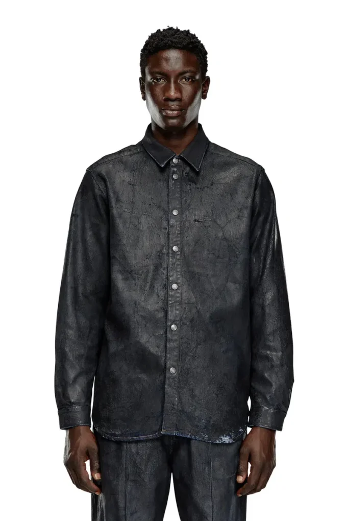 d-simply-fse Denim shirt with craquelé coating d-simply-fse Denim shirt with craquelé coating