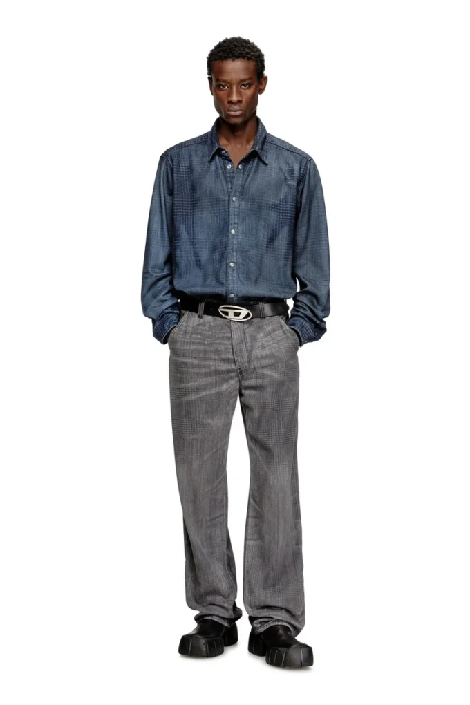 d-simply-s13 Shirt in fluid Prince of Wales denim d-simply-s13 Shirt in fluid Prince of Wales denim