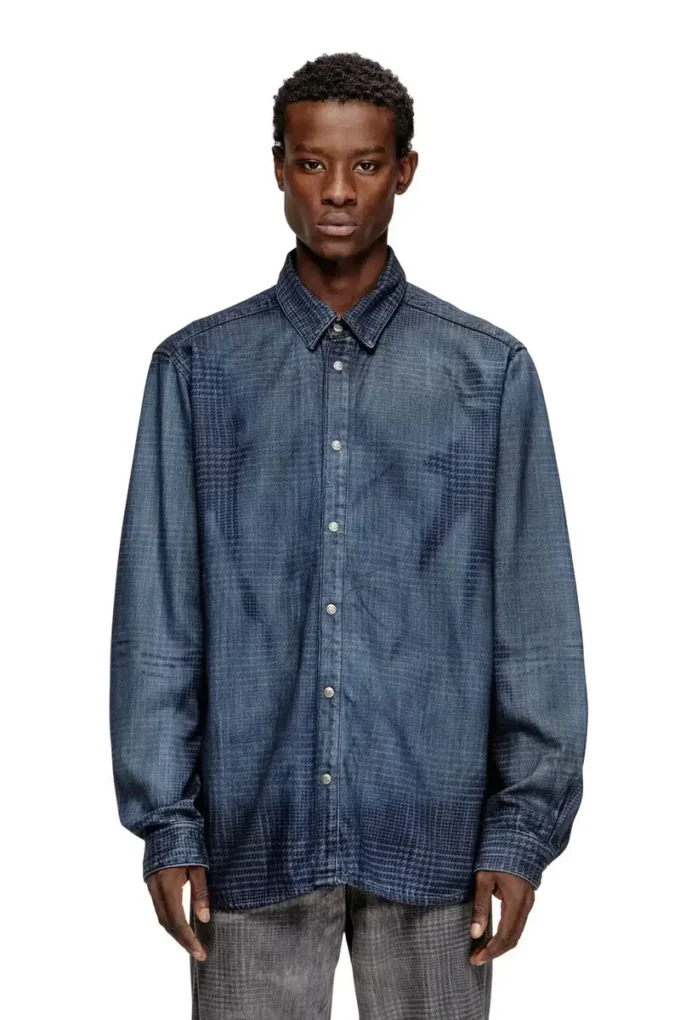 d-simply-s13 Shirt in fluid Prince of Wales denim d-simply-s13 Shirt in fluid Prince of Wales denim