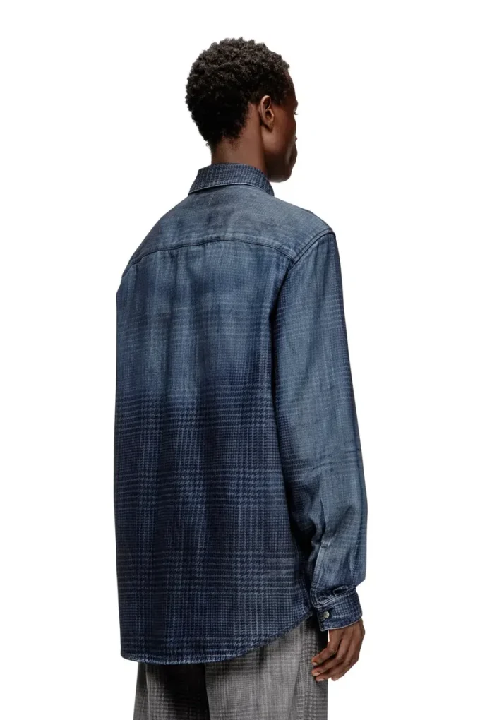 d-simply-s13 Shirt in fluid Prince of Wales denim d-simply-s13 Shirt in fluid Prince of Wales denim