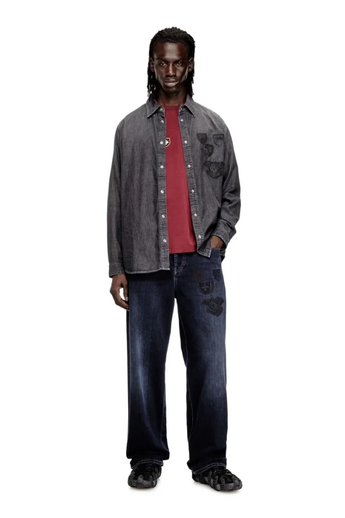 d-simply-s15 Denim shirt with embroidered emblem d-simply-s15 Denim shirt with embroidered emblem