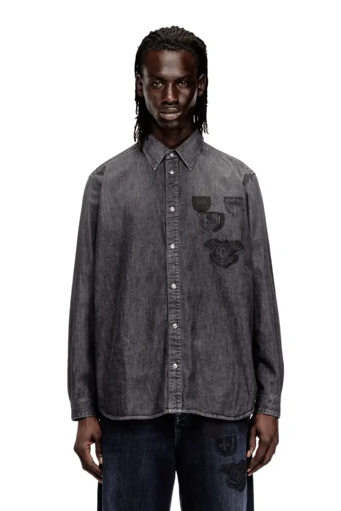 d-simply-s15 Denim shirt with embroidered emblem d-simply-s15 Denim shirt with embroidered emblem