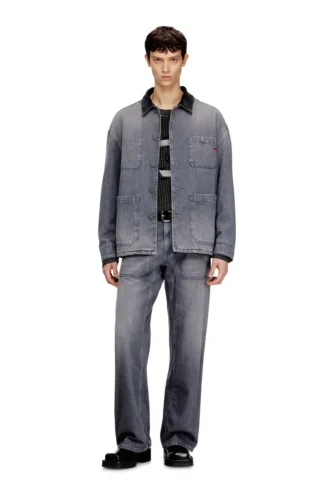d-stack-u-l Utility-style denim jacket with contrasting collar