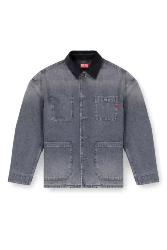 d-stack-u-l Utility-style denim jacket with contrasting collar
