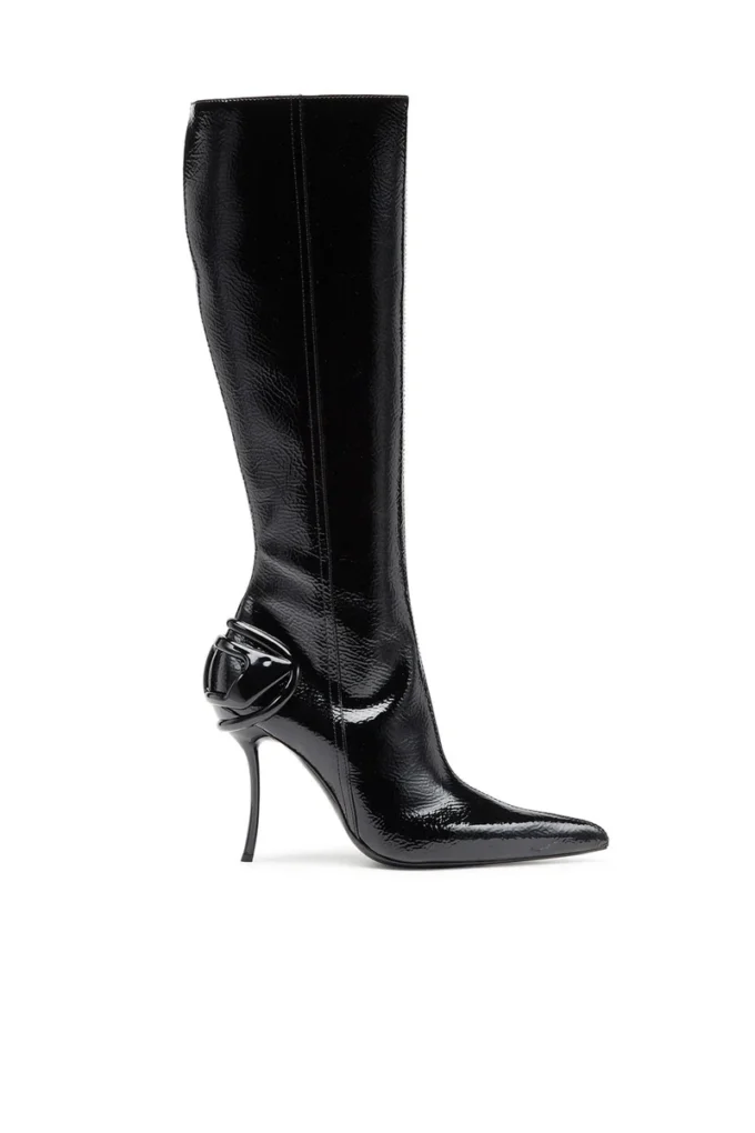 d-ten&half hb D-Ten&Half-Glossy knee-high boots with curved heel d-ten&half hb D-Ten&Half-Glossy knee-high boots with curved heel