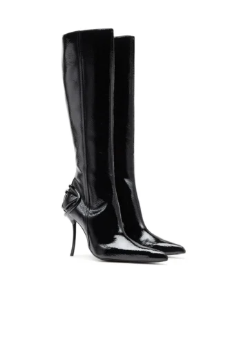 d-ten&half hb D-Ten&Half-Glossy knee-high boots with curved heel