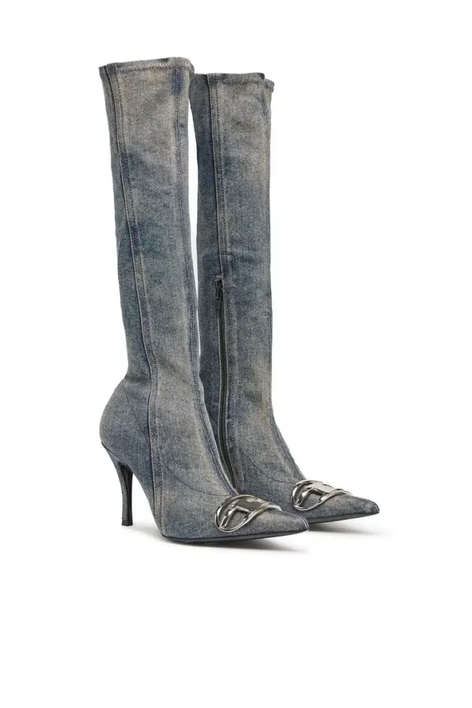 d-venus kb d D-Venus – Denim boots with logo plaque d-venus kb d D-Venus – Denim boots with logo plaque