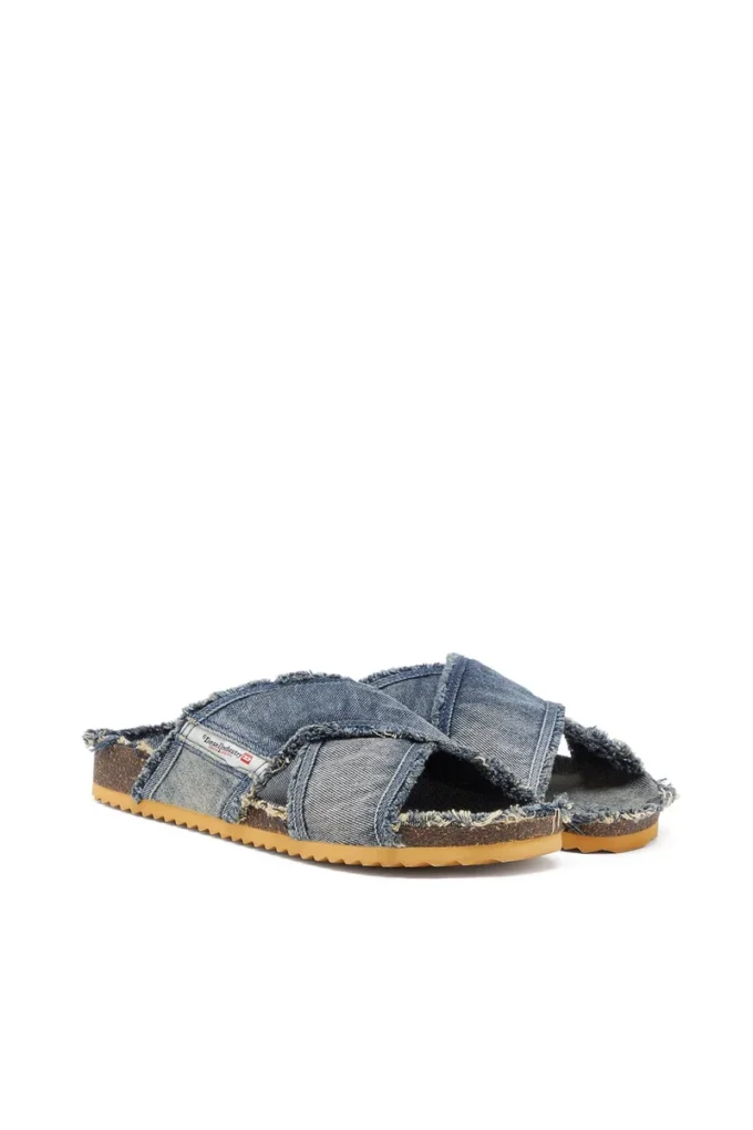 d-woodstock cross D-Woodstock-Crossover slides in frayed denim d-woodstock cross D-Woodstock-Crossover slides in frayed denim