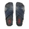 d-woodstock cross D-Woodstock-Crossover slides in frayed denim d-woodstock cross D-Woodstock-Crossover slides in frayed denim