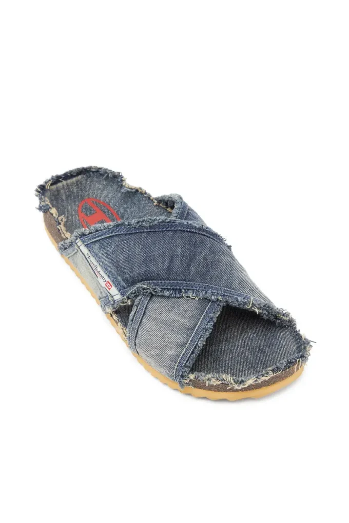d-woodstock cross D-Woodstock-Crossover slides in frayed denim d-woodstock cross D-Woodstock-Crossover slides in frayed denim