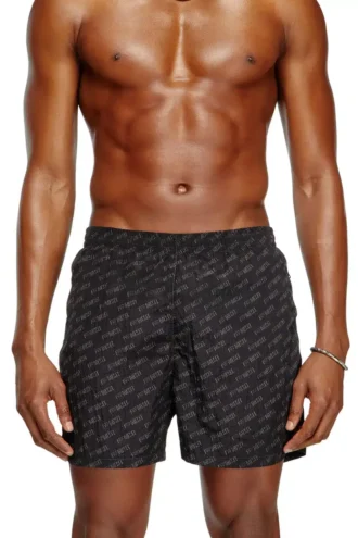 daniel-41-mono-utlt Mid-length swim shorts with all-over logo