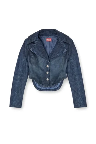 de-ali-s Cropped jacket in Prince of Wales denim