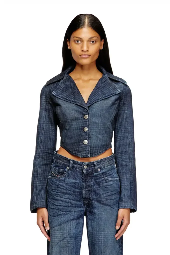 de-ali-s Cropped jacket in Prince of Wales denim de-ali-s Cropped jacket in Prince of Wales denim