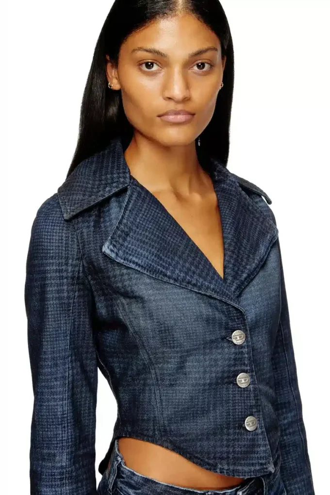 de-ali-s Cropped jacket in Prince of Wales denim de-ali-s Cropped jacket in Prince of Wales denim