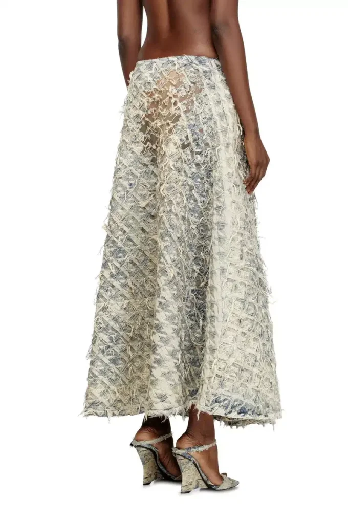 de-annina-fsh Long skirt in dévoré houndstooth denim de-annina-fsh Long skirt in dévoré houndstooth denim