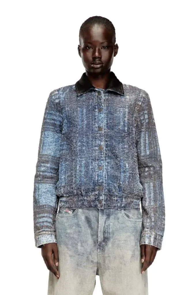 de-ateli-s Cropped jacket in graphic bouclé denim de-ateli-s Cropped jacket in graphic bouclé denim