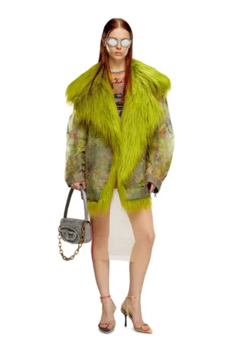 de-bika-fse Printed devoré jacket with shaggy collar