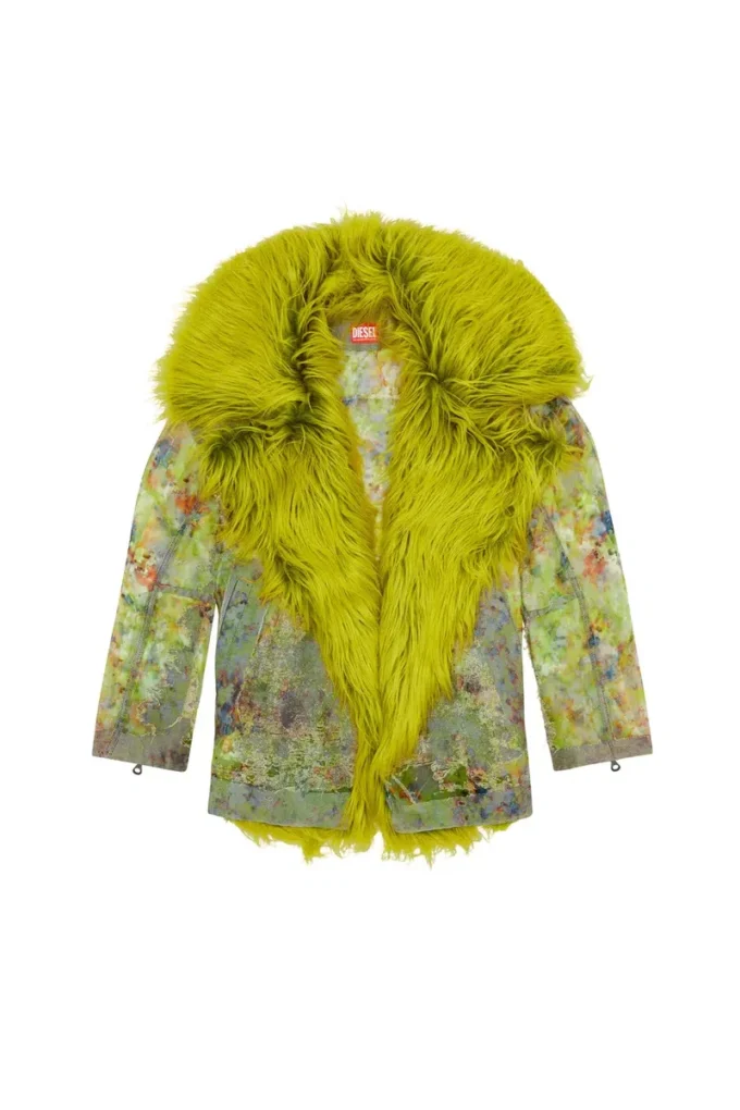 de-bika-fse Printed devoré jacket with shaggy collar de-bika-fse Printed devoré jacket with shaggy collar