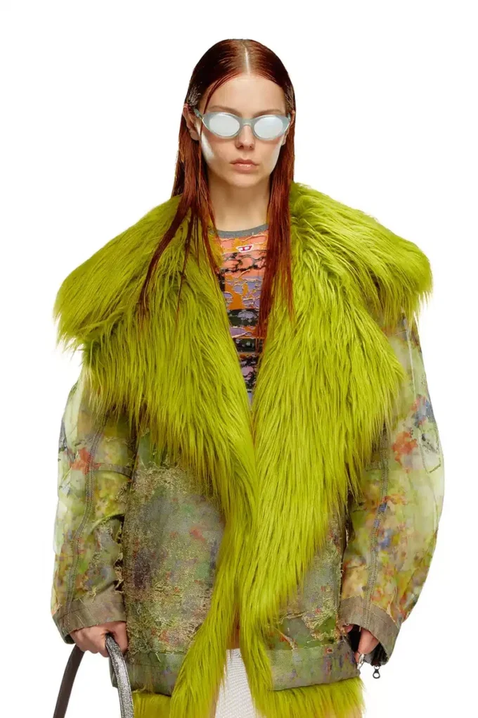 de-bika-fse Printed devoré jacket with shaggy collar de-bika-fse Printed devoré jacket with shaggy collar