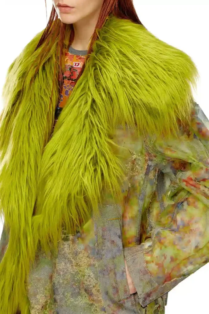 de-bika-fse Printed devoré jacket with shaggy collar de-bika-fse Printed devoré jacket with shaggy collar