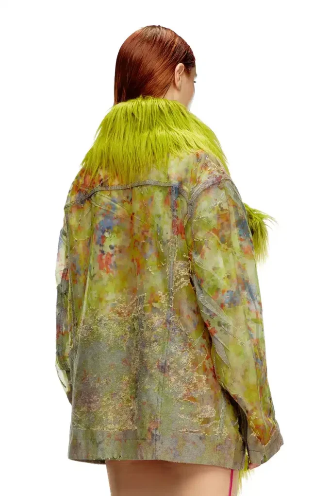 de-bika-fse Printed devoré jacket with shaggy collar de-bika-fse Printed devoré jacket with shaggy collar