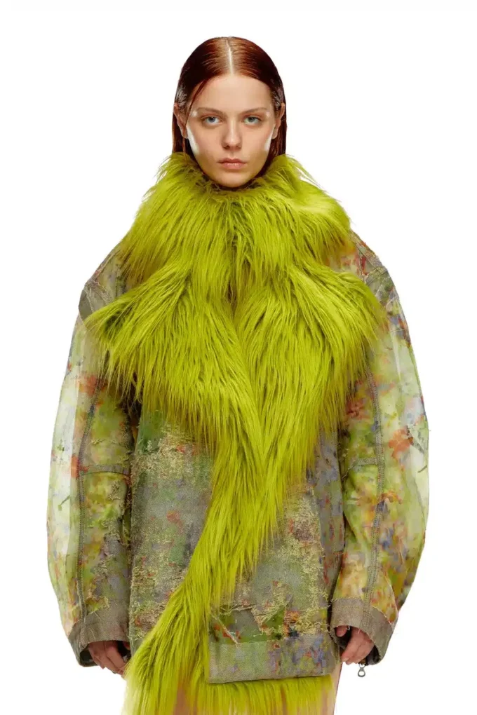 de-bika-fse Printed devoré jacket with shaggy collar de-bika-fse Printed devoré jacket with shaggy collar