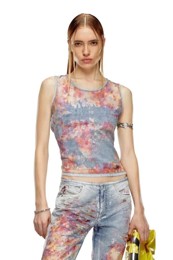 de-ciri-fse Tank top in flower devoré denim de-ciri-fse Tank top in flower devoré denim