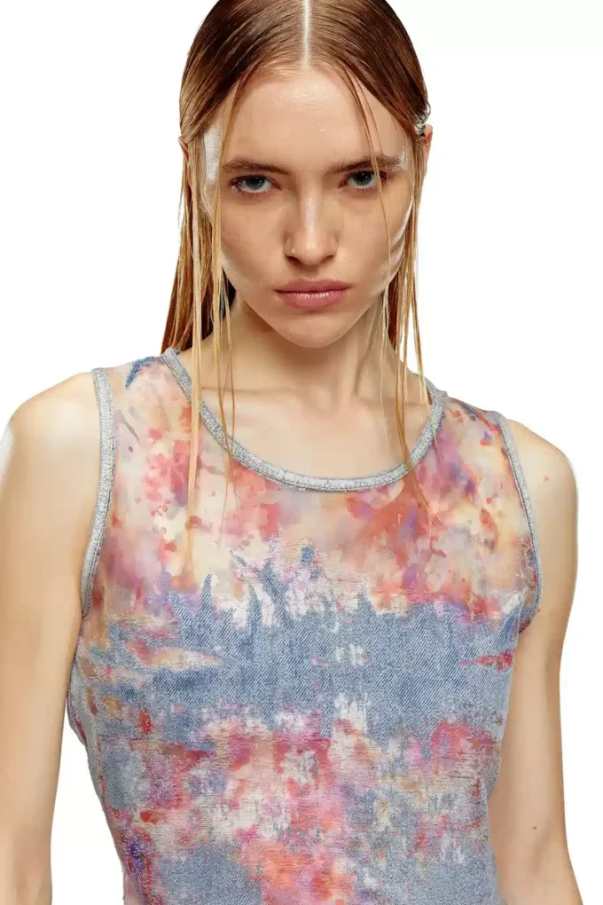de-ciri-fse Tank top in flower devoré denim de-ciri-fse Tank top in flower devoré denim