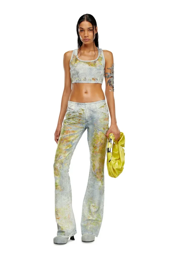de-detop-fse Cropped top in flower devoré denim de-detop-fse Cropped top in flower devoré denim