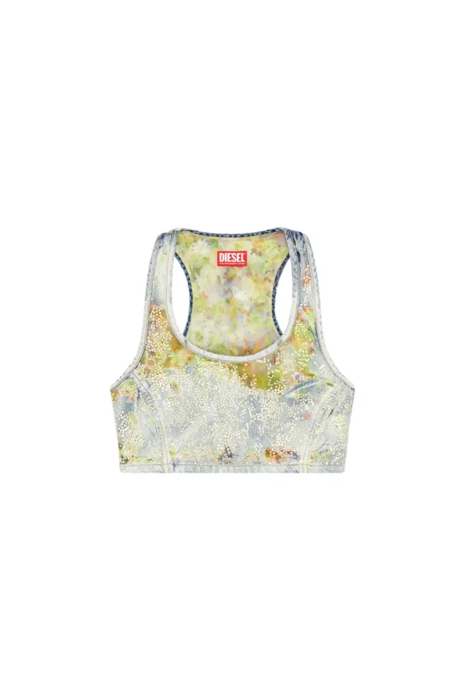 de-detop-fse Cropped top in flower devoré denim de-detop-fse Cropped top in flower devoré denim