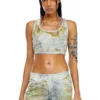 de-detop-fse Cropped top in flower devoré denim de-detop-fse Cropped top in flower devoré denim