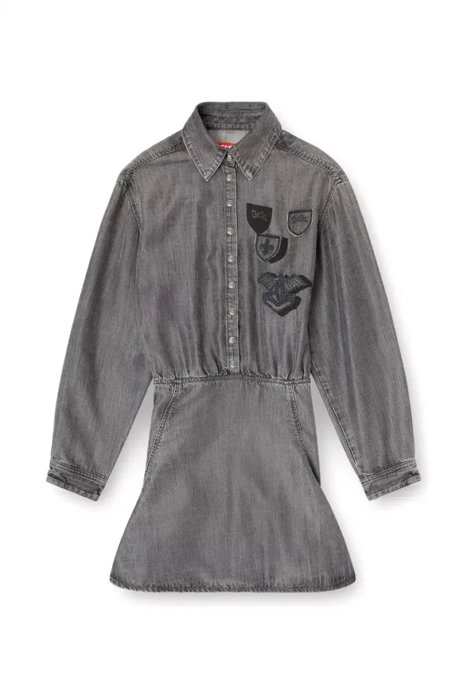 de-drevia-s Denim dress with embroidered patches de-drevia-s Denim dress with embroidered patches