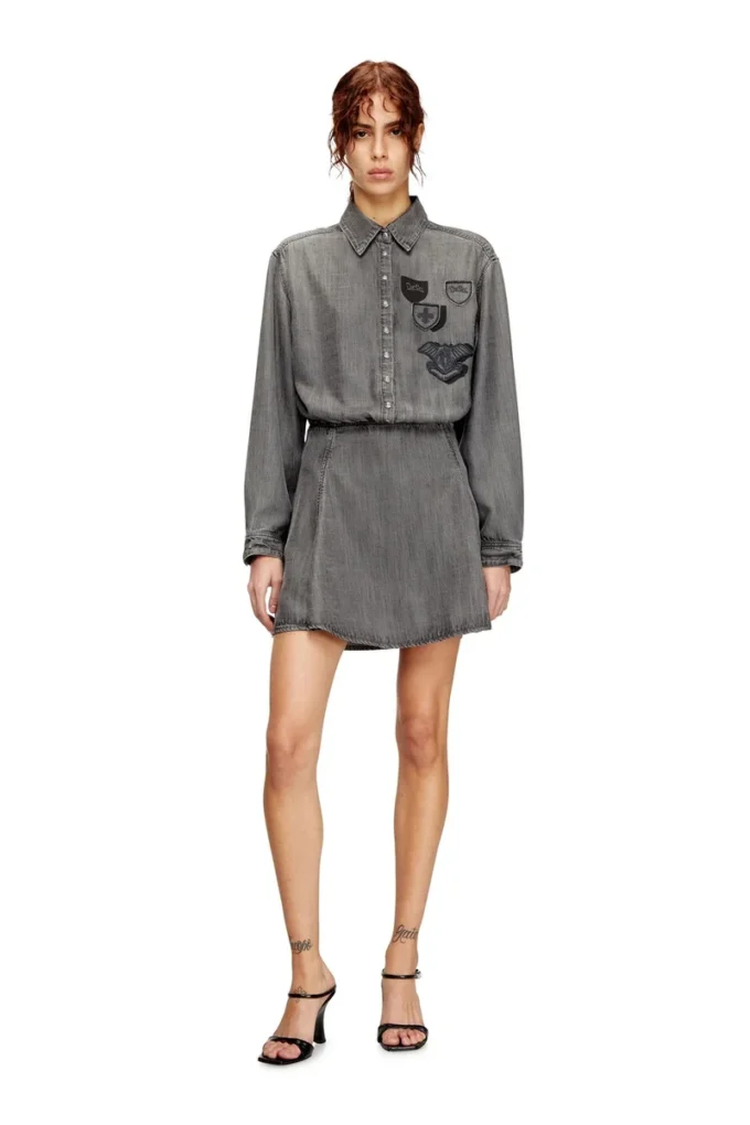 de-drevia-s Denim dress with embroidered patches de-drevia-s Denim dress with embroidered patches