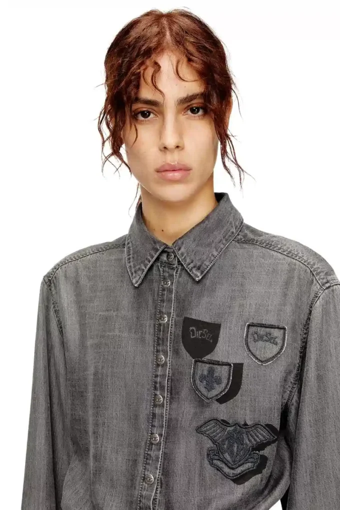 de-drevia-s Denim dress with embroidered patches de-drevia-s Denim dress with embroidered patches