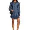 de-eazy dress-s Shirt dress in fluid Prince of Wales denim de-eazy dress-s Shirt dress in fluid Prince of Wales denim
