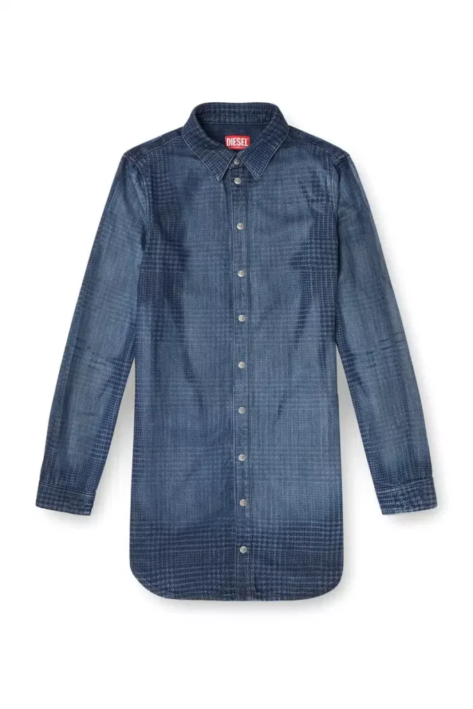 de-eazy dress-s Shirt dress in fluid Prince of Wales denim de-eazy dress-s Shirt dress in fluid Prince of Wales denim