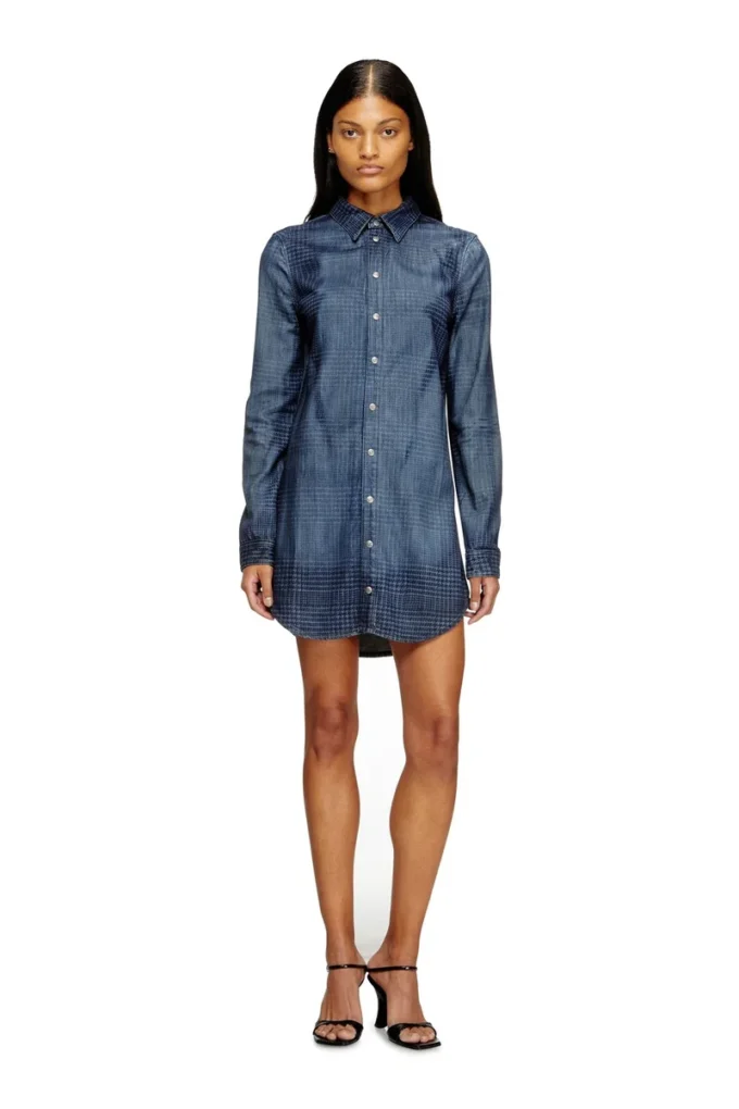 de-eazy dress-s Shirt dress in fluid Prince of Wales denim de-eazy dress-s Shirt dress in fluid Prince of Wales denim