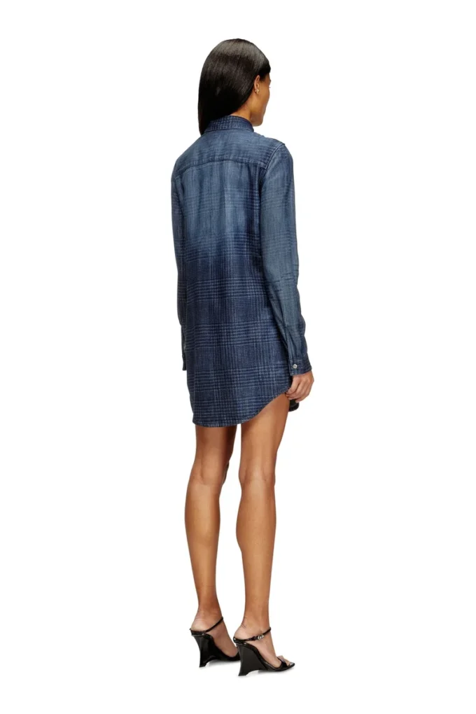 de-eazy dress-s Shirt dress in fluid Prince of Wales denim de-eazy dress-s Shirt dress in fluid Prince of Wales denim