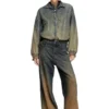 de-flower-s Zipped jacket in fluid shaded denim de-flower-s Zipped jacket in fluid shaded denim