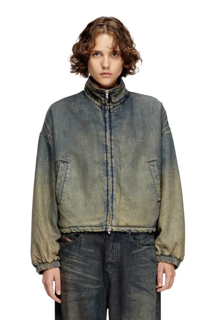 de-flower-s Zipped jacket in fluid shaded denim de-flower-s Zipped jacket in fluid shaded denim