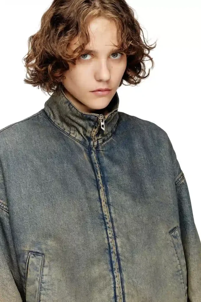 de-flower-s Zipped jacket in fluid shaded denim de-flower-s Zipped jacket in fluid shaded denim