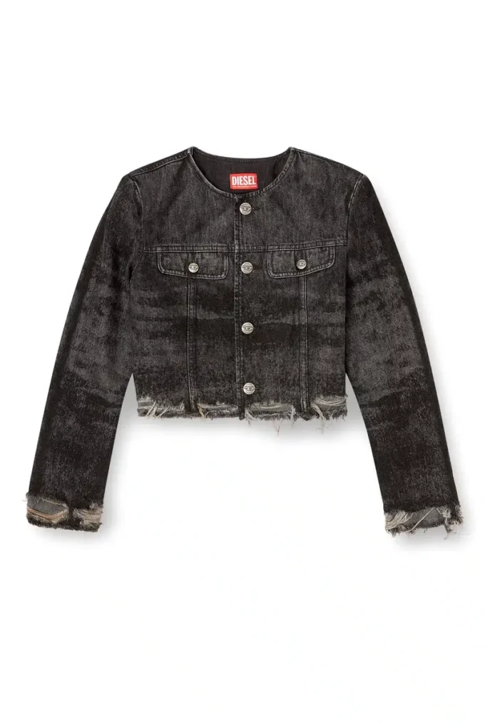 de-graffy-fsh Jacket in lasered cotton-hemp denim de-graffy-fsh Jacket in lasered cotton-hemp denim