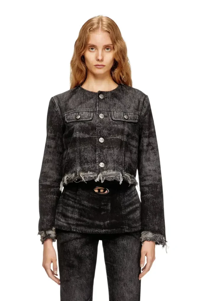 de-graffy-fsh Jacket in lasered cotton-hemp denim de-graffy-fsh Jacket in lasered cotton-hemp denim