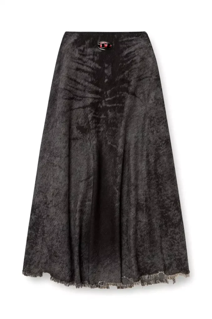 de-hannie-fsh Full skirt in lasered cotton-hemp denim de-hannie-fsh Full skirt in lasered cotton-hemp denim