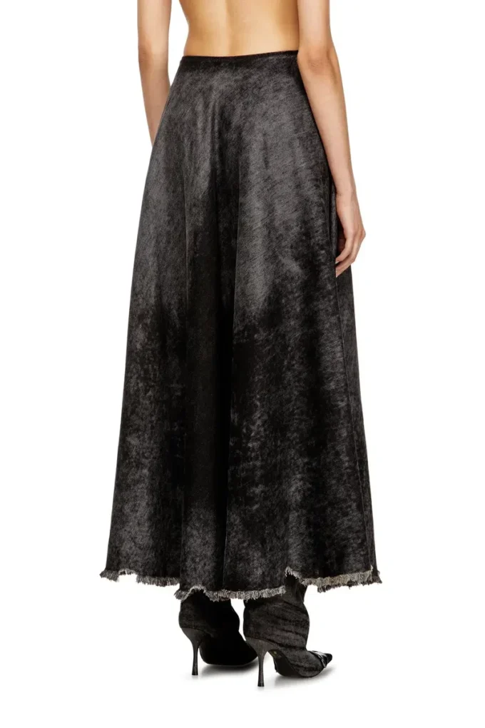 de-hannie-fsh Full skirt in lasered cotton-hemp denim de-hannie-fsh Full skirt in lasered cotton-hemp denim