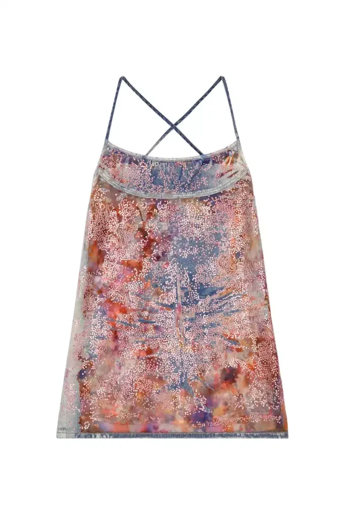 de-held-short-fse Strappy midi dress in sequin denim de-held-short-fse Strappy midi dress in sequin denim