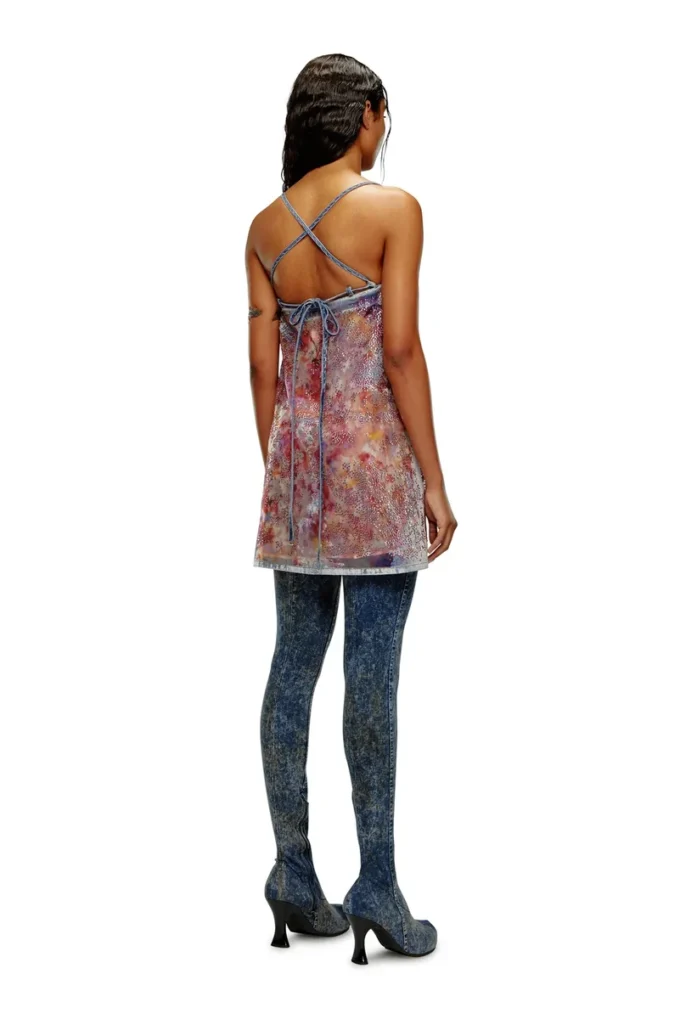 de-held-short-fse Strappy midi dress in sequin denim de-held-short-fse Strappy midi dress in sequin denim